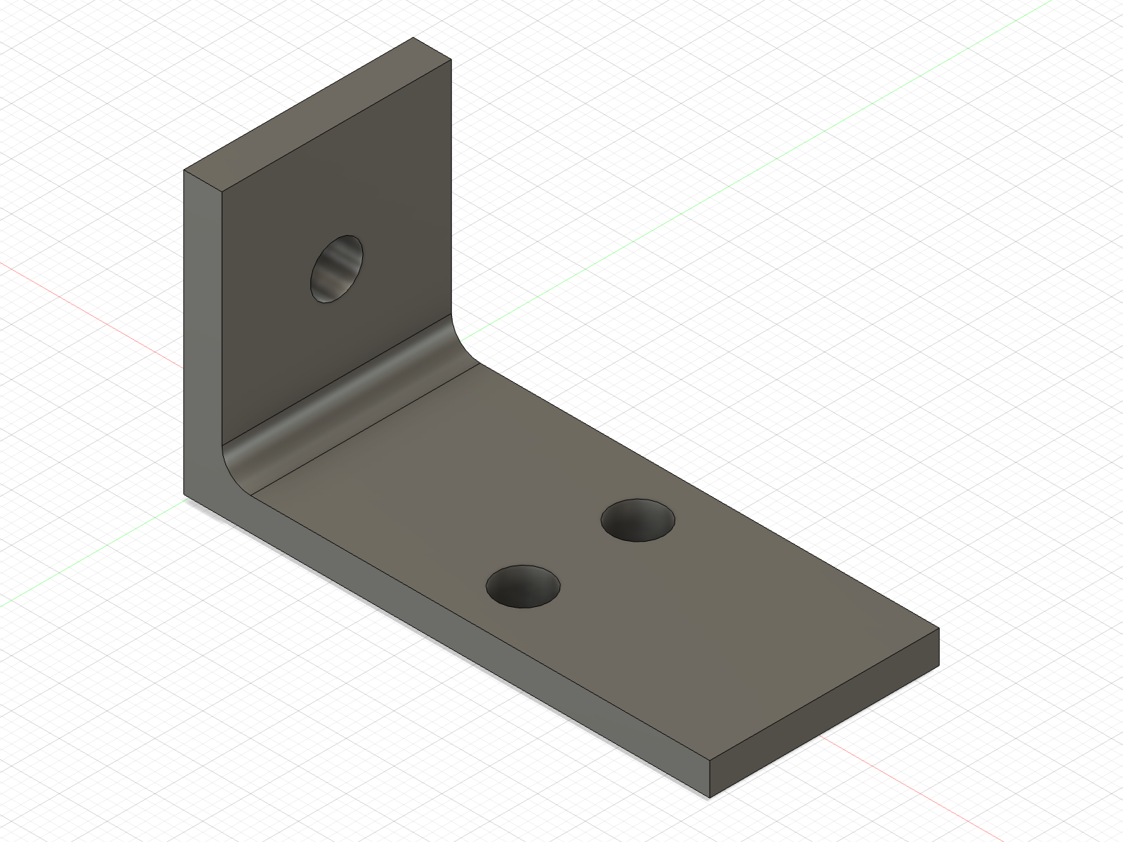 The bracket at 55 mm long after the parameter change, isometric view