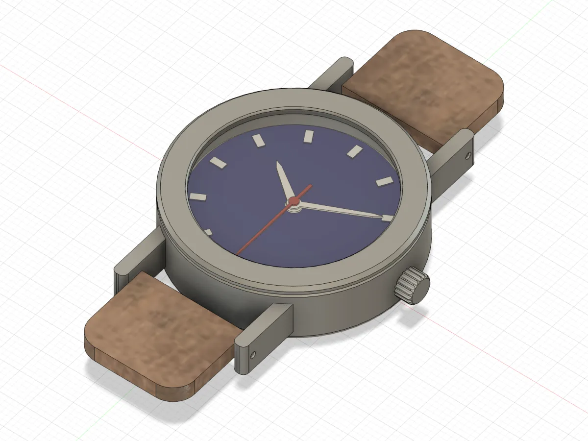 The finished wristwatch in Fusion, hands set to 10:10:30