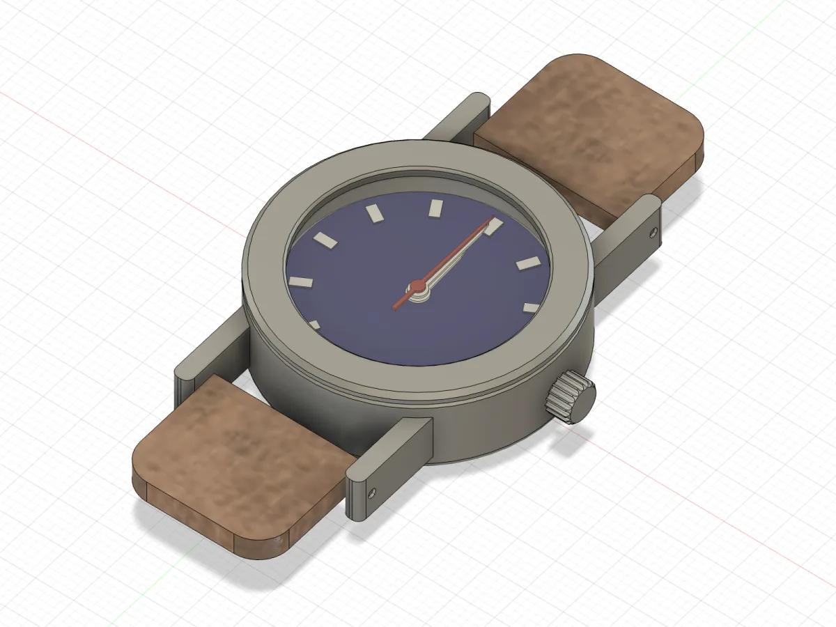 The watch with a 36 mm case, all three hands pointing at 12